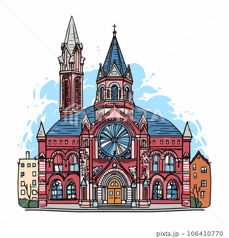 Trinity Church in Boston. Trinity Church in Boston hand-drawn comic illustration. Vector doodle style cartoon illustration Trinity Church in Boston. Trinity Church in Boston hand-drawn comic illustration. Vector doodle style cartoon illustration 106410770