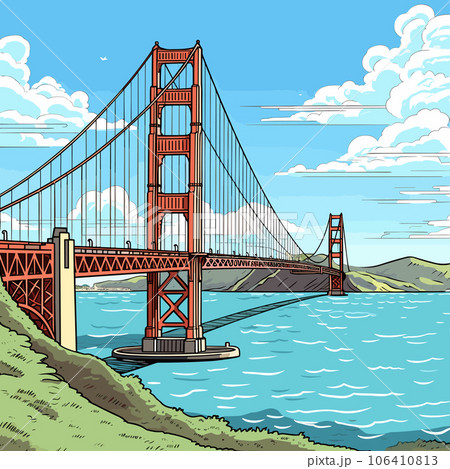 Golden Gate Bridge. Golden Gate Bridgeのイラスト素材 [106410813