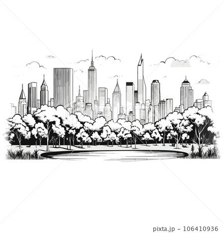 Central Park. Central Park hand-drawn comic illustration. Vector doodle style cartoon illustration Central Park. Central Park hand-drawn comic illustration. Vector doodle style cartoon illustration 106410936