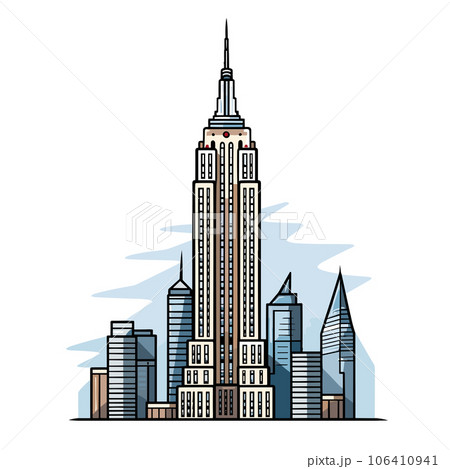 Empire State Building. Empire State Building hand-drawn comic illustration. Vector doodle style cartoon illustration Empire State Building. Empire State Building hand-drawn comic illustration. Vector doodle style cartoon illustration 106410941