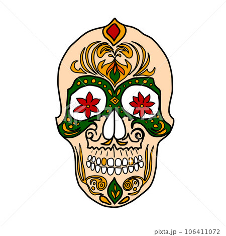 Hand drawn doodle skull, Day of the Dead element Hand drawn doodle skull, Day of the Dead element 106411072