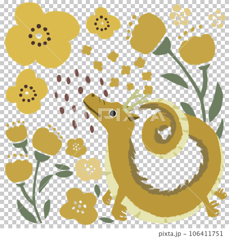 お花と龍　黄色 106411751