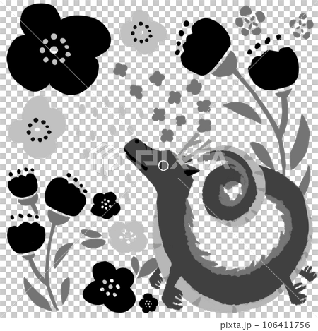 お花と龍 黒 お花と龍 黒 106411756
