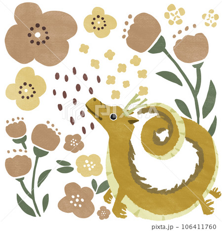 お花と龍　黄色 106411760