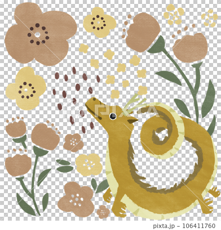 お花と龍　黄色 106411760