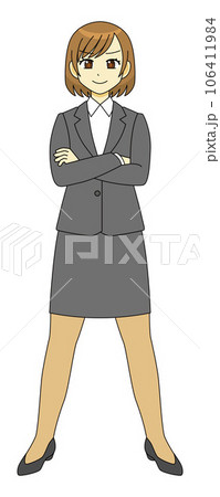 仁王立ちするスーツ姿の女性のイラスト 仁王立ちするスーツ姿の女性のイラスト 106411984