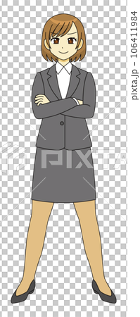 仁王立ちするスーツ姿の女性のイラスト 仁王立ちするスーツ姿の女性のイラスト 106411984