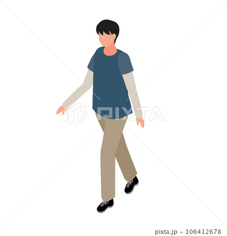 アイソメトリック_私服で歩いている男子小学生 アイソメトリック_私服で歩いている男子小学生 106412678