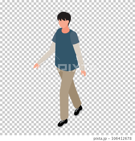 アイソメトリック_私服で歩いている男子小学生 アイソメトリック_私服で歩いている男子小学生 106412678