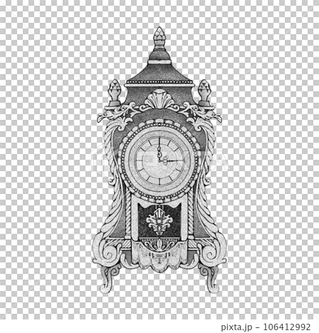 Antique table clock (with hands)/monochrome Antique table clock (with hands)/monochrome 106412992