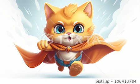 スーパーキャット：ヒーローの衣装を着た猫のイラスト素材 [106413784 ..., 画像サイズ:450x271