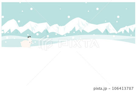 冬の山脈と雪うさぎの背景フレームベクターイラスト 冬の山脈と雪うさぎの背景フレームベクターイラスト 106413787