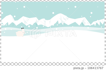 冬の山脈と雪うさぎの背景フレームベクターイラスト 冬の山脈と雪うさぎの背景フレームベクターイラスト 106413787
