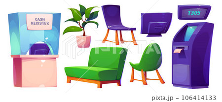 Bank office interior furniture with atm, counter Bank office interior furniture with atm, counter 106414133