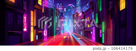 Night city street with traffic speed effect 106414179