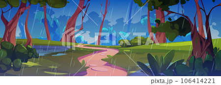 Forest oath and rain nature game cartoon vector 106414221