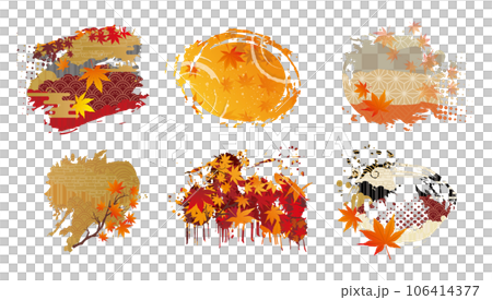 秋の紅葉　和風フレーム枠セット 106414377
