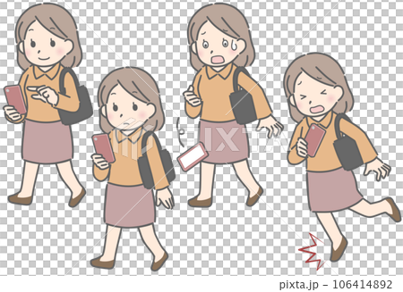 Various walking smartphones Young woman (plain clothes) 106414892