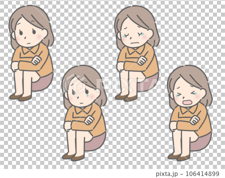 Young woman holding her knees (plain clothes) Young woman holding her knees (plain clothes) 106414899