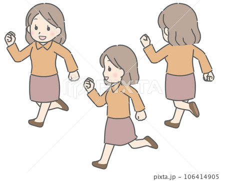 楽しそうに走る若い女性（私服） 106414905