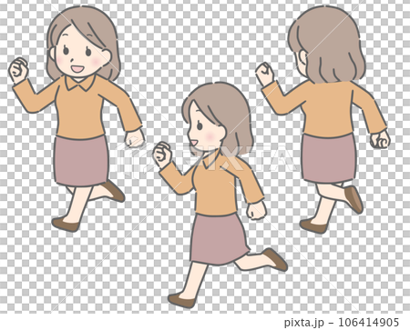 楽しそうに走る若い女性（私服） 106414905