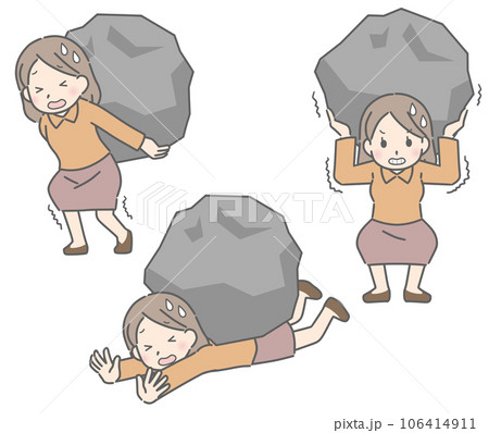 岩に苦しめられる若い女性（私服） 106414911