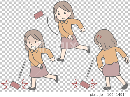 スマホを投げつける若い女性（私服） 106414914