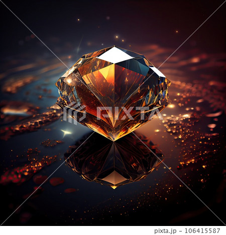 Universe in a Diamond, Sparkling Fantastic Gemstone, Drawing Imitation, Abstract Generative AI Illustration 106415587