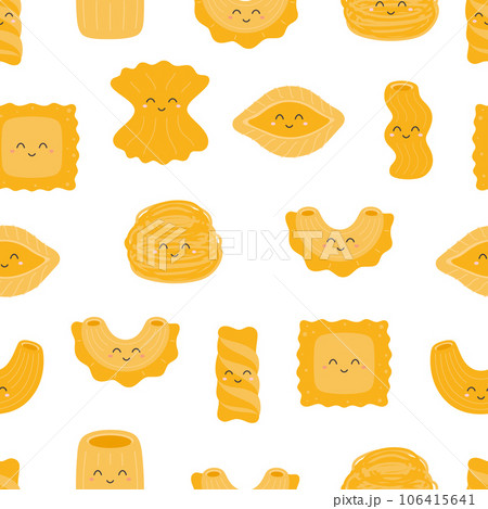 seamless pattern with funny pasta characters 106415641