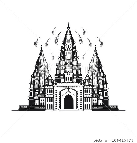 Indian Temple Icon, Asia Palace Isolated, Ancient Mosque Silhouette, Historical Indian Castle Minimal Indian Temple Icon, Asia Palace Isolated, Ancient Mosque Silhouette, Historical Indian Castle Minimal 106415779
