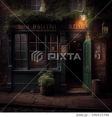 Irish Bar Entrance, Old Pub, Ireland Tourist Place, Vintage Europe Restaurant, Abstract Generative Ai Illustration Irish Bar Entrance, Old Pub, Ireland Tourist Place, Vintage Europe Restaurant, Abstract Generative Ai Illustration 106415786