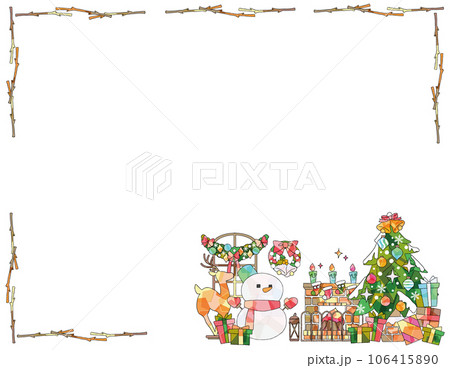 クリスマスの手書きイラストフレーム クリスマスの手書きイラストフレーム 106415890