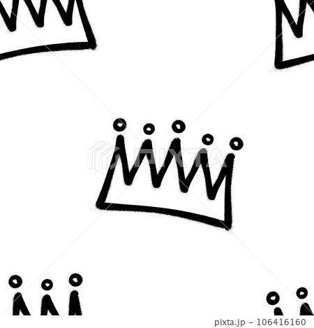 Seamless pattern of sprayed crown with overspray in black over white. Vector illustration template 106416160