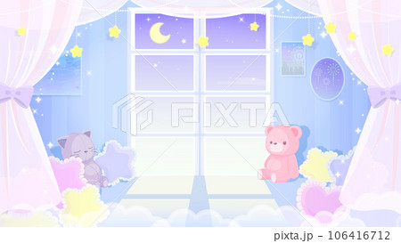 ゆめかわいい部屋の背景素材のイラスト素材 [106416712] - PIXTA