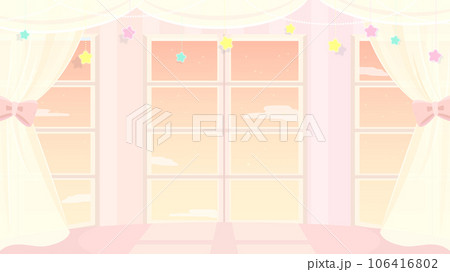 大きな窓のゆめかわいい部屋の背景素材 大きな窓のゆめかわいい部屋の背景素材 106416802