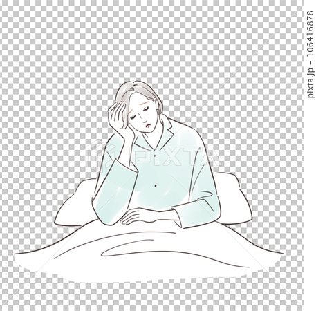 A middle-aged woman who woke up in the morning without a good night's sleep A middle-aged woman who woke up in the morning without a good night's sleep 106416878