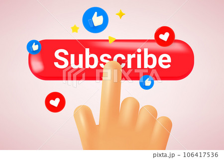 Hand pressing Subscribe button. Social media concept. 3d vector illustration 106417536