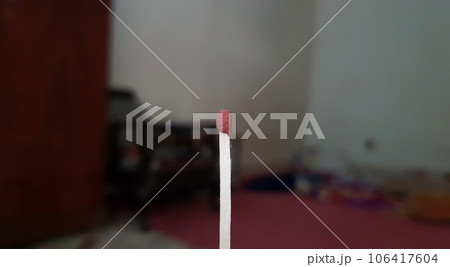closeup view of a single matchstick in vertical style closeup view of a single matchstick in vertical style 106417604