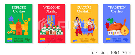 Ukraine Flat Poster Set Ukraine Flat Poster Set 106417616
