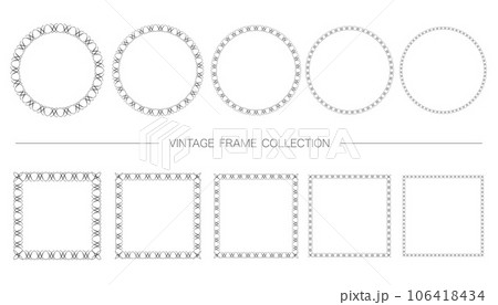 円形と正方形のビンテージフレームセット 106418434