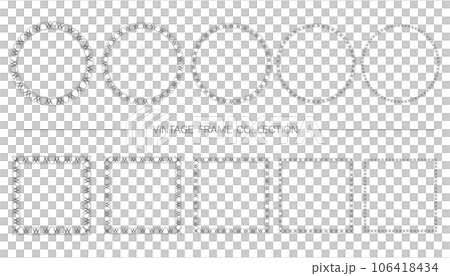 円形と正方形のビンテージフレームセット 106418434