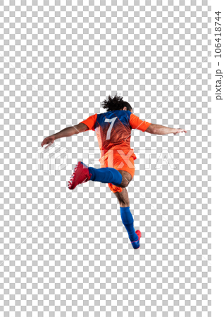 Soccer  player play with soccerball during a football match 106418744