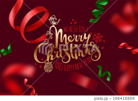 We wish you a Merry Christmas and Happy New Year. Vector greeting card We wish you a Merry Christmas and Happy New Year. Vector greeting card 106418809