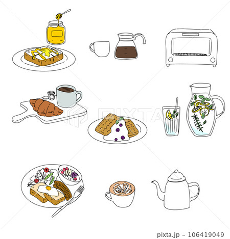 お洒落な手描きラフの朝食に食べるものアイコン お洒落な手描きラフの朝食に食べるものアイコン 106419049