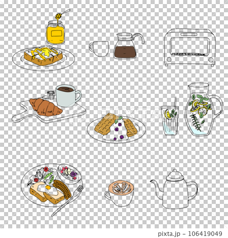 お洒落な手描きラフの朝食に食べるものアイコン お洒落な手描きラフの朝食に食べるものアイコン 106419049