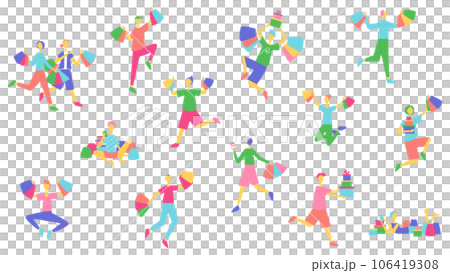 Set of people enjoying shopping 106419308