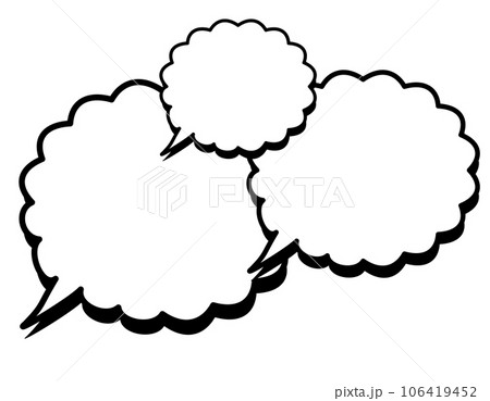 チラシに使える複数のモコモコした吹き出し/黒 106419452