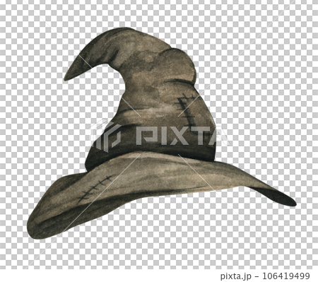 Witch hat. Autumn holidays, Halloween concept. Watercolor illustration. 106419499