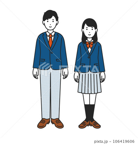 男女の学生の全身イラスト 106419606