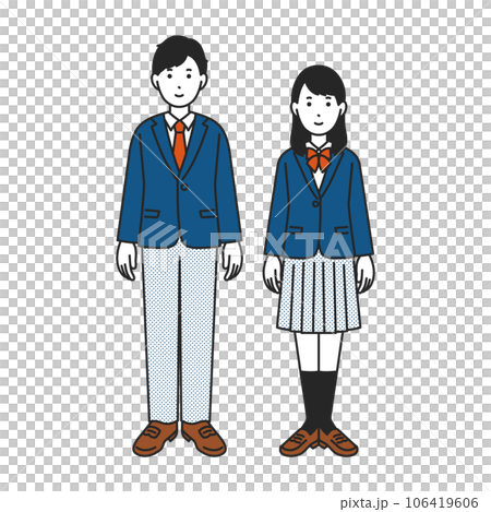 男女の学生の全身イラスト 106419606